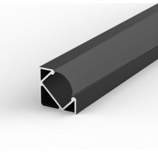 Προφίλ Αλουμινίου Μαύρο Γωνιακό 2m για ταινία LED Με Μαύρο Κάλυμμα 30-1570219